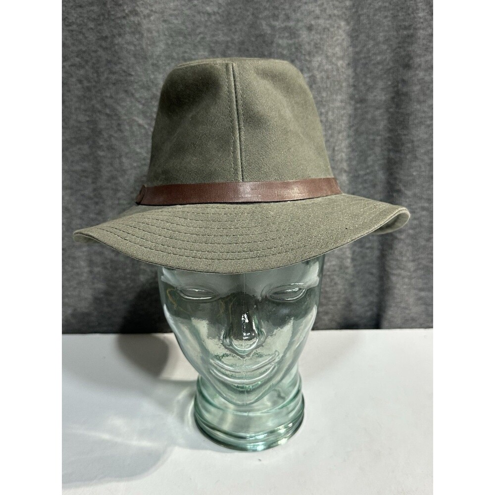 VINTAGE REI OLIVE DRAB GREEN COTTON FEDORA FISHING HAT, ADULT SIZE S